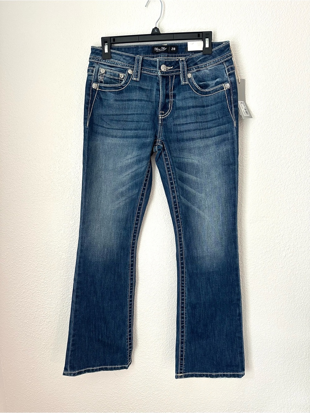Miss Me Jeans Women’s 28 Blue Boot Cut Slim Fit Mid Rise NWT